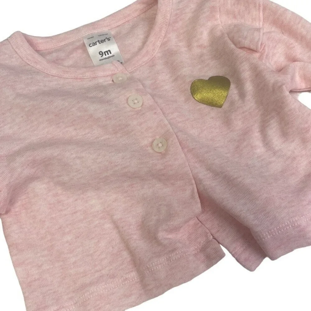 Lot of 3 Adorable Carters Place Baby Girls 9 Mos Button Down Cardigan Sweaters